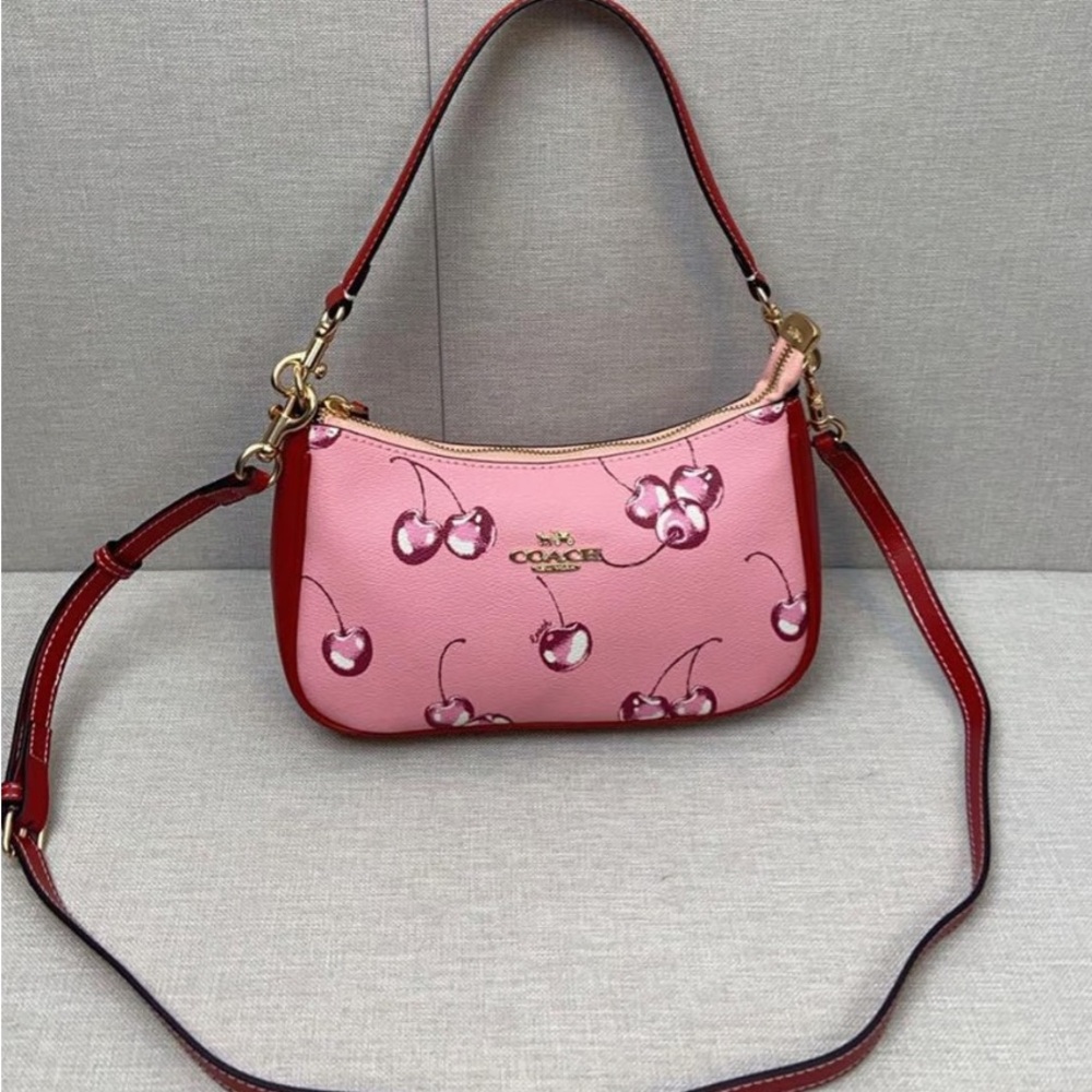 COACH Shoulder Bag Cherry Pattern Pink